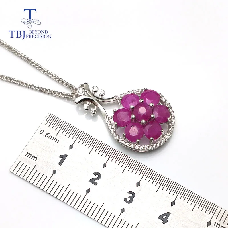 TBJ S925 Серебряный кулон с натуральным Рубином дизайн музыкальных инструментов