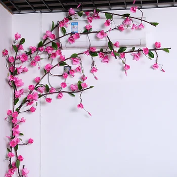 

180cm Artificial Flowers Vine Magnoila for Wedding Home Decoration Silk Flower Long Rattan for Wall Decor Hanging Garland Wreath