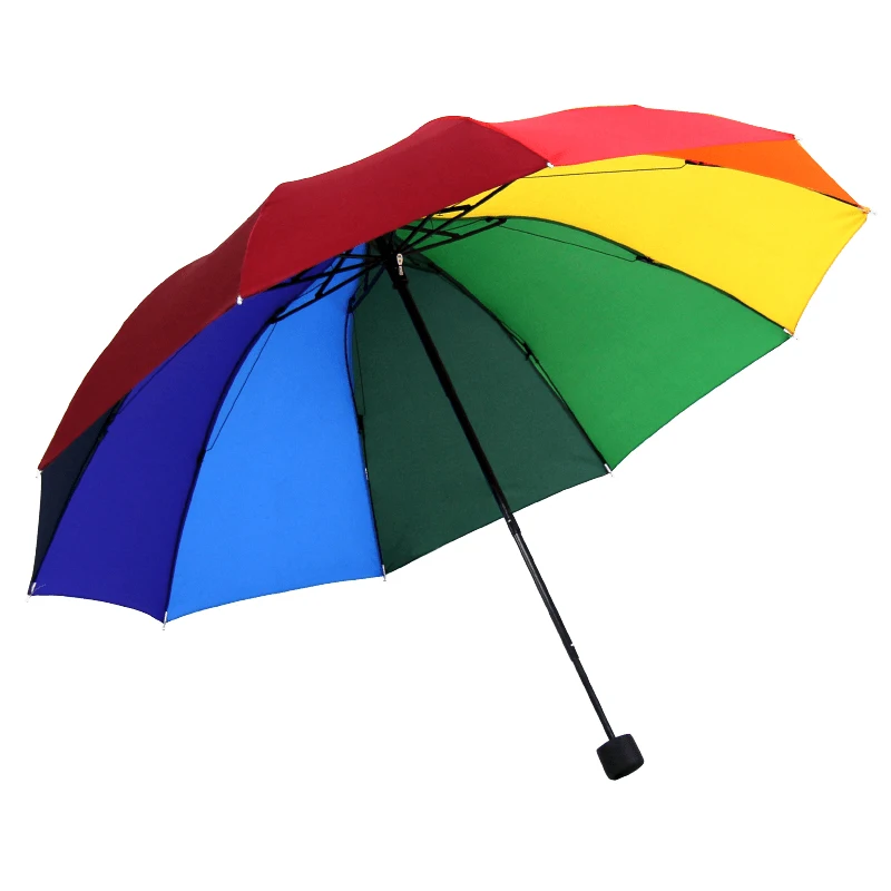 Super Windproof 10 Rib Reinforcement Rainbow Umbrella  Rain  