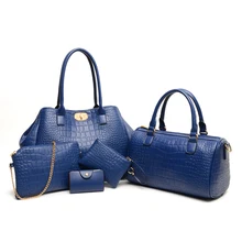5 Unids/set Cerradura de Las Mujeres Determinadas de Cadenas de Moda de La Tela Escocesa 3 colores Bolsa Compuesta Bolso Femenino Cocodrilo Mujeres Messenger Bags Bolsos Mujer
