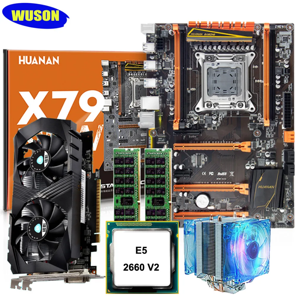 Best seller tested HUANAN deluxe X79 motherboard Xeon E5 2660 V2 with CPU cooler RAM 16G(2*8G