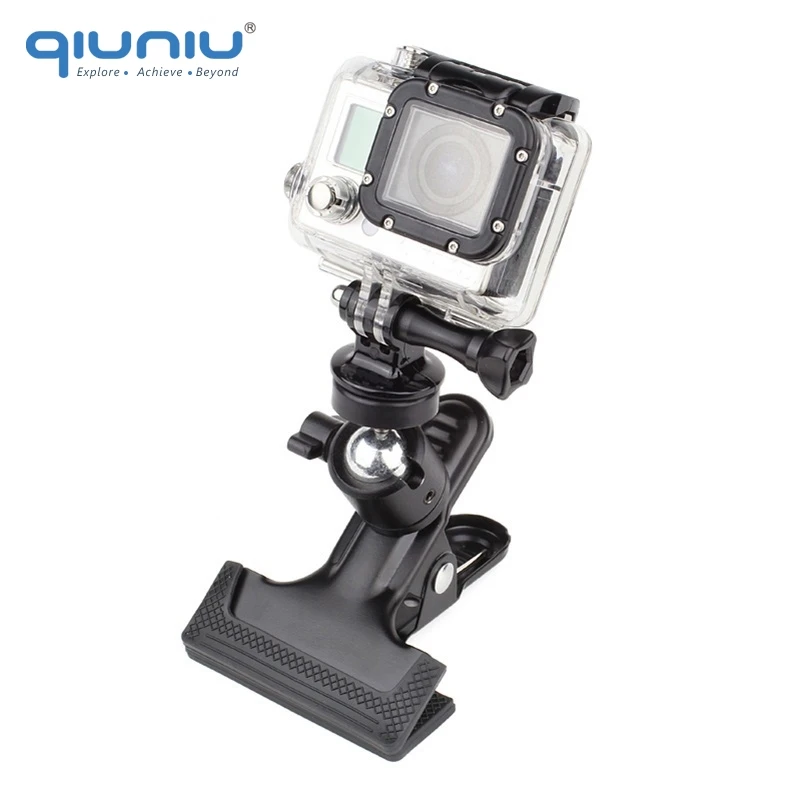 

QIUNIU Metal Clip Clamp Holder Mount with 1/4 Standard Ball Head + Mount Adapter for GoPro Hero 6 5 4 3+ for Xiaomi Yi for SJCAM