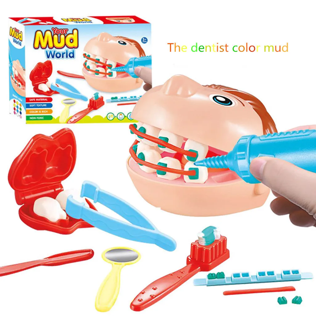 Детские ролевые игры 3D цветная глиняная форма игрушки Моделирование из пластилина набор инструментов для детей стоматологические дети ролевые игры игрушки T6