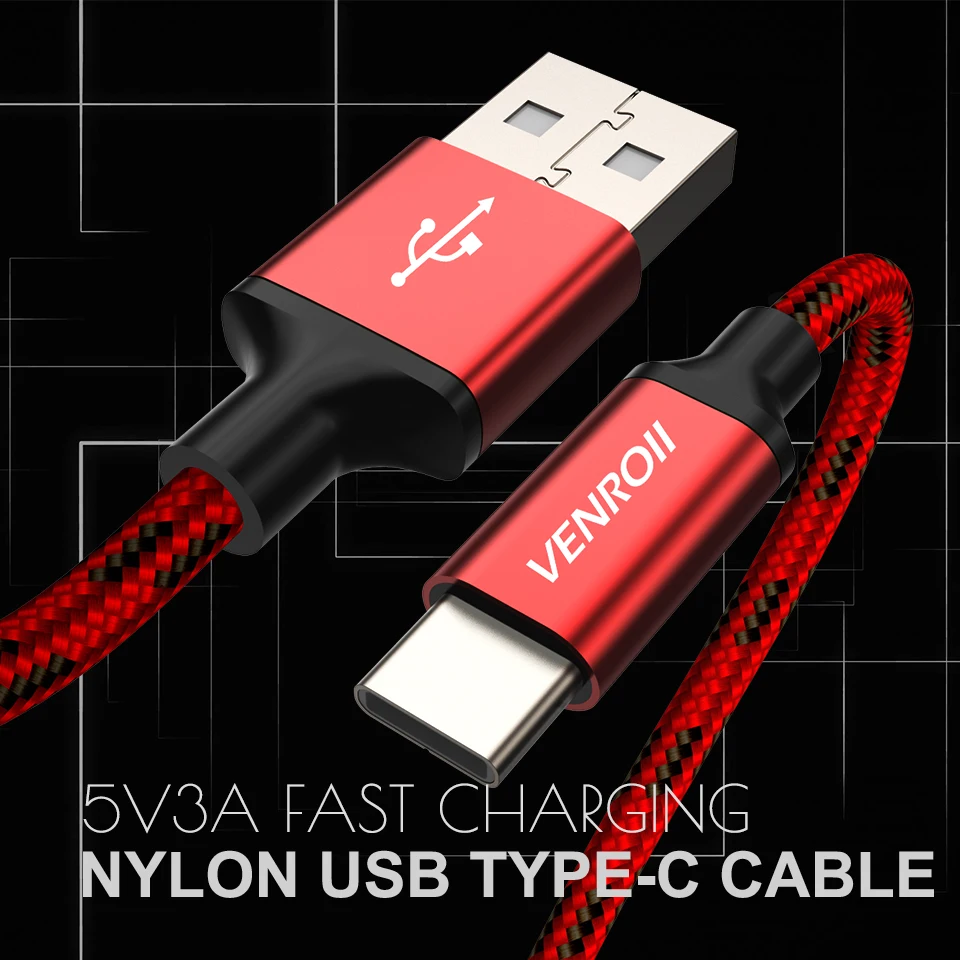 Venroii usb type C кабель для huawei P20 Lite mate 20 Oneplus 6 6T 3A USBC Data Kable samsung S8 Xiaomi mi x Max 3 8|Кабели