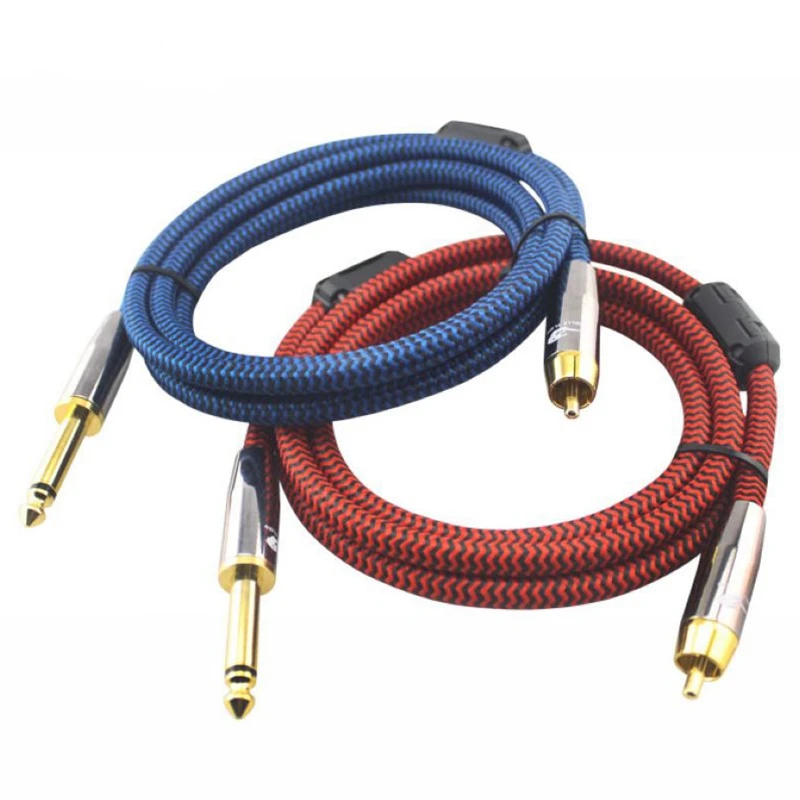 A Pair RCA to 6.35mm Audio Cable Mixer Console Guitar Cable 1/4" TS