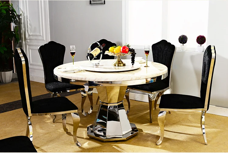 Stainless steel Dining Room Set Home Furniture minimalist modern glass dining table and 4 chairs mesa de jantar muebles comedor