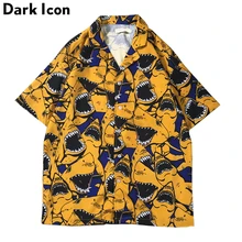 Dark Icon Knock on the Door Full Printed Retro Shirt Men Summer Hawaii Shirts Men Street Men's Shirts 2Colors Asian Size