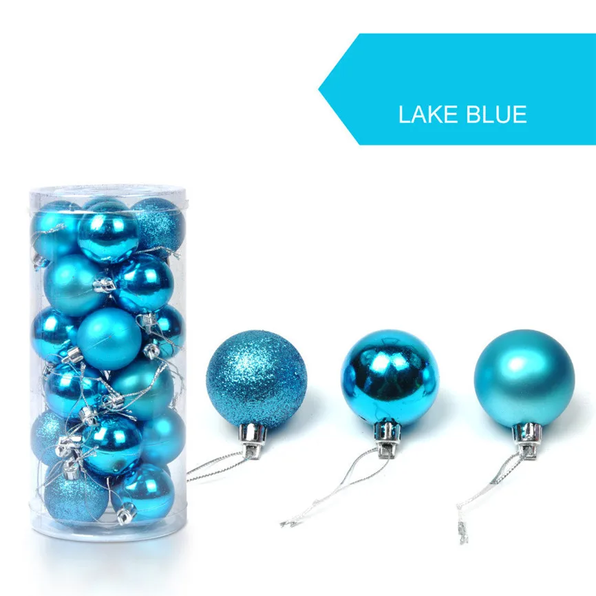 24 шт., украшение для рождественской елки, 30 мм, шар-безделушка, подвесное украшение для домашней вечеринки, Декор для дома, 8,8*6*11,8 см, Oct#2 - Цвет: Sky Blue