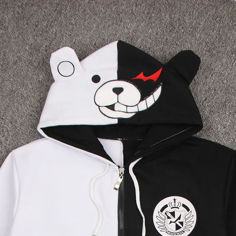 Аниме Danganronpa Косплей Монокума костюмы с капюшоном флисовые толстовки для весны и