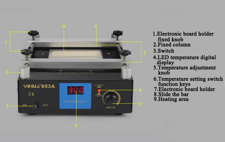 YIHUA 853A BGA цифровой дисплей постоянная температура без свинца станции предварительного нагрева