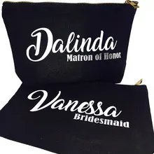 Пользовательские имена подружки невесты на свадьбу и день рождения подарок составляют косметический Сумки уникальный подарок для свадьбу zipper