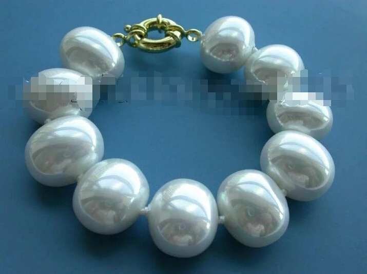 

8" Natural 16x19mm Baroque White Shell Pearl Bracelet!Noble style Natural Fine jewe Fast (D) SHIPPING