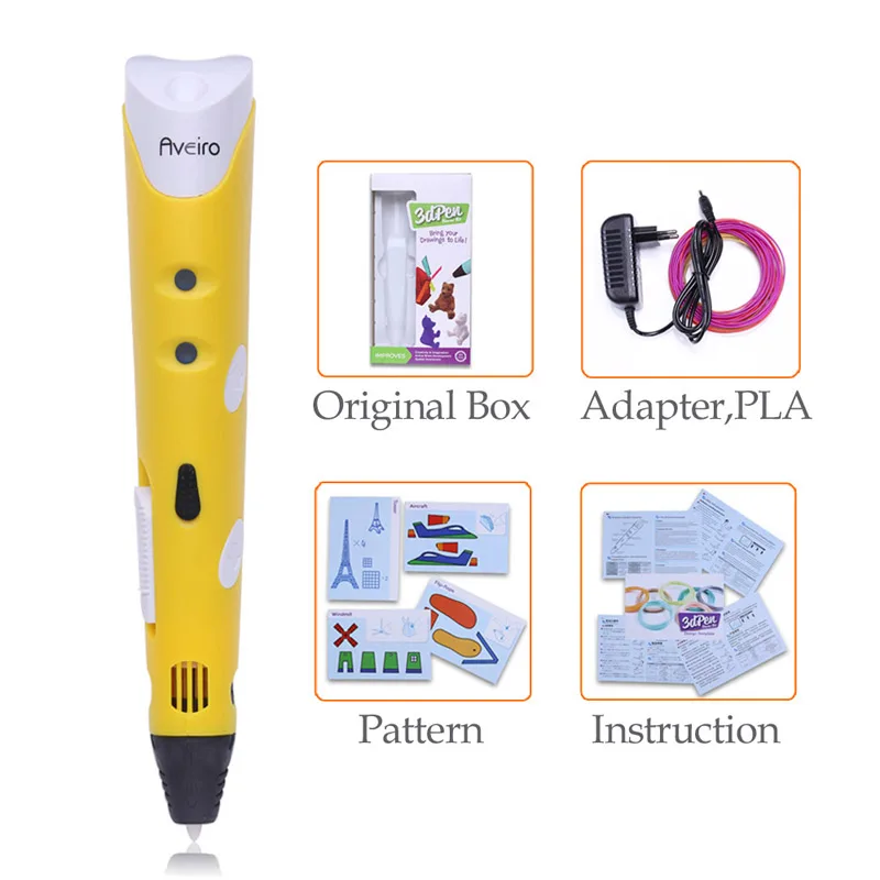 3 д ручка 3 д принтер 3 d принтер 3д ручка для рисования пластиком 3d ручка 3d ручка подарки на день рождения подарок на день рождения 3д ручка - Цвет: Yellow Pen