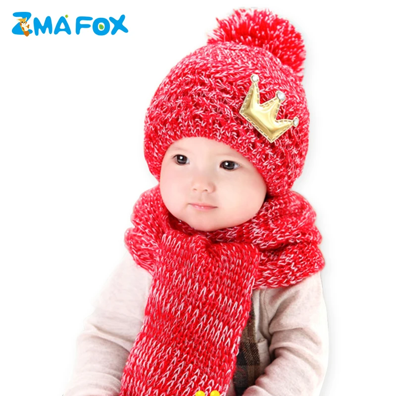 Детская зимняя шапка ZMAFOX для малышей шарф Мягкая Теплая Шапка бини с помпонами