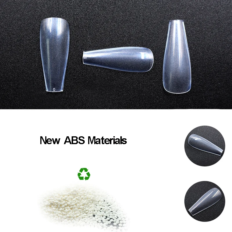500pcs Nail Art Tips Long Ballerina False Nails Clear Coffin Shaped Fake Nail Finger Beauty Nail Tools UV Gel Salon Acrylic New