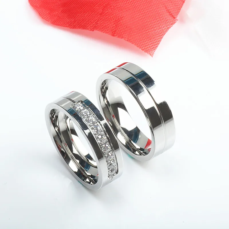 Again Jewel Wedding Band Engagement Rings for Couples 316l Stainless Steel High Quality Lovers Jewelry Anniversary Gift