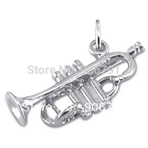 

10pcs/lot rhodium plated trumpet Charms