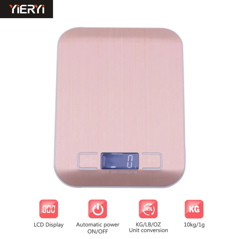

yieryi 10kg/1g Stainless Steel Digital Kitchen Scales Cooking Measure Tools Electronic Weight LED Food Scale with Rose gold