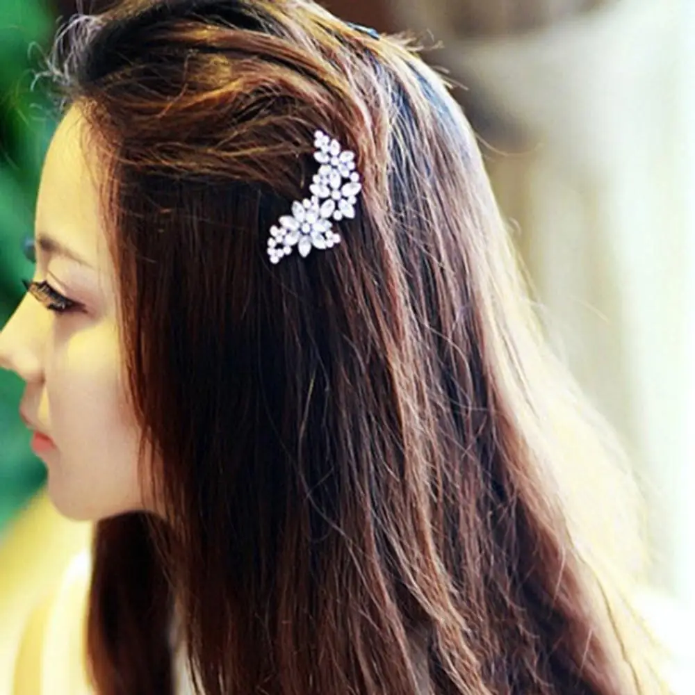 New Arrival 1x Women Wedding Retro Crystal Rhinestone Flower Headband Hairpins Hair Clip HOT
