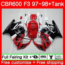 Corpo Para HONDA CBR600F3 CBR600RR 600F3 F3 red preto branco CBR FS 47SH4 CBR600 F3 97 98 CBR600FS CBR 600 f3 kit 1997 1998 Carenagens