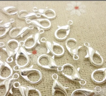 

50pcs charm Lobster Buckle silver 12*6*3mm Accessories Handmade bracelet necklace Jewelry Making DIY Supplies Alloy trinket