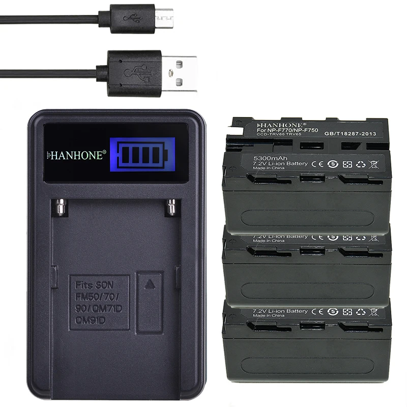 3PCS 5300mAh NP-F750 NP-F770 NP F770 Np F750 NPF770 750 Battery+LCD USB Charger For Sony NP-F550 F960 F970 | Электроника