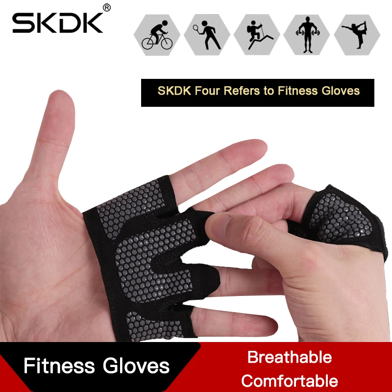 1Pair Anti-skid Men&Women Gym Gloves Breathable Body Building Exercise Training Sports Fitness Gloves Crossfit Exercise Sports