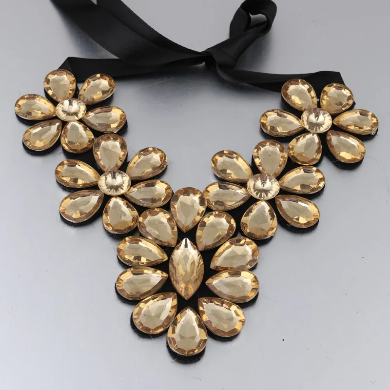 Tenande Макси большие массивные цветы хрустальные ожерелья подвески для женщин простой стиль черная цепочка вечерние Ювелирные изделия Подарки Femme