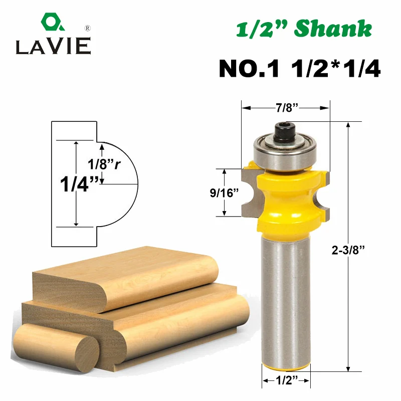 LAVIE 5 шт. 12 мм 1/2 хвостовик Bullnose полукруглое долото с подшипником Концевая фреза для деревообработки инструмент фреза MC03009