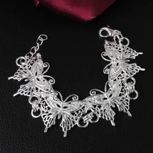 2016 Silver plated Butterfly Bracelets & Bangles luxury romantic wedding gift jewelry charm elegant top quality for woman