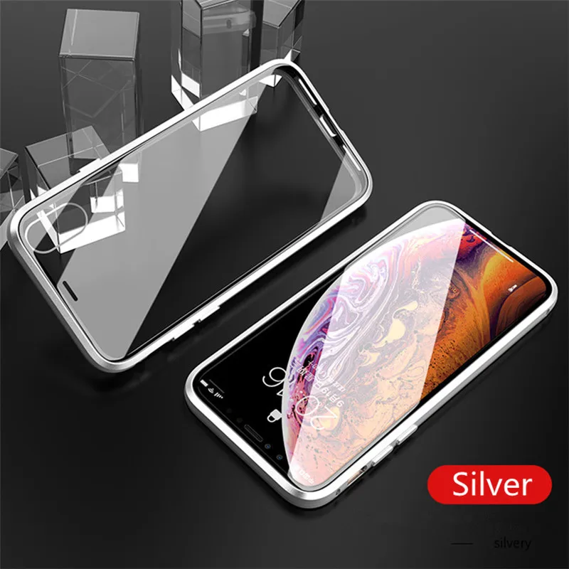 Роскошный двусторонний прозрачный металлический магнитный чехол для samsung Galaxy A7 A8 A9 A50 360 градусов полный чехол s