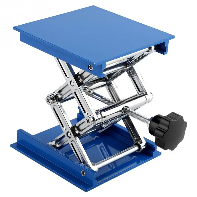 

1Pc Electroplated Aluminum Lab Lifting Stand Rack Scissor Jack Lifter Lab Lifting Platform Microscope Lab Jack 100 x 100mm Blue