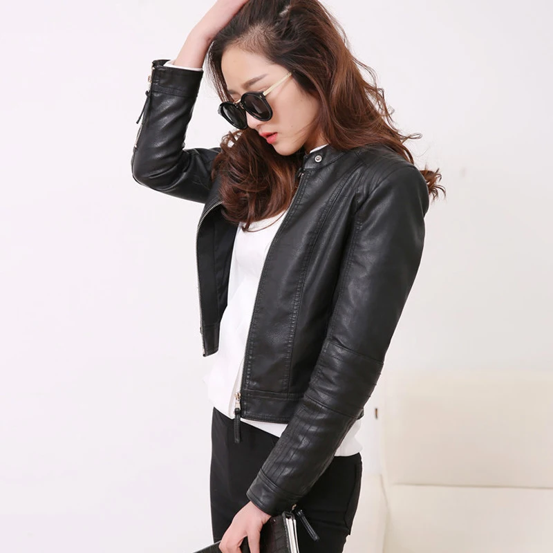 Plus size 5XL Women Solid Faux Leather PU Short Jackets 2019 Fall Winter Motorcycle Female Biker Outwear Windproof Ladies Coat