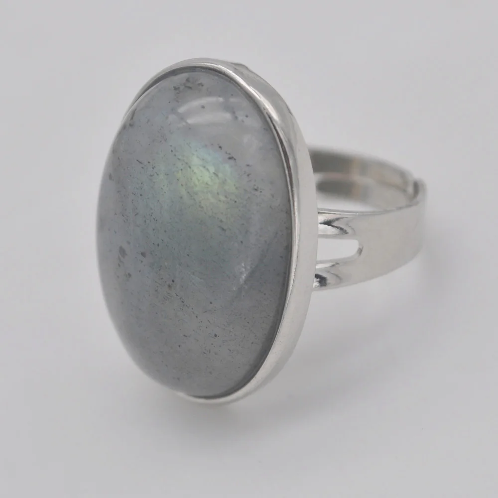 

Labradorite Stone Oval Bead GEM Finger Ring Jewelry Size 8-9 X101