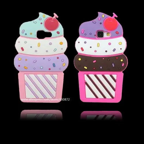 

3D Silicon Cherry Cupcake Ice Cream Soft Rubber Case For Samsung Galaxy A3 A5 A7 2016 2017 2015 A520 A720 A510 A710 A310 A320
