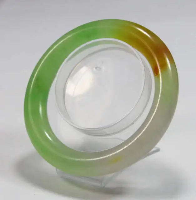 

VERY FINE WHITE GREEN RED RARE NATURAL JADEITE JADE BRACELET BANGLE 59MM a 5.19