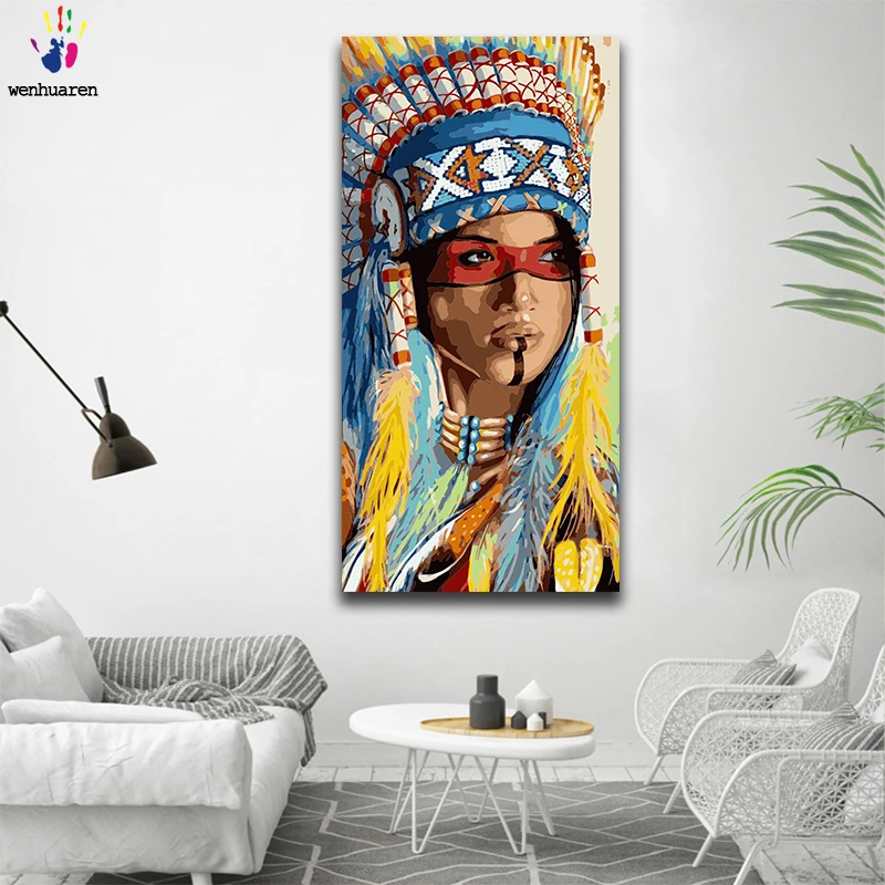 

DIY colorings pictures by numbers with colors Ethnic style decoration picture drawing painting by numbers framed Home