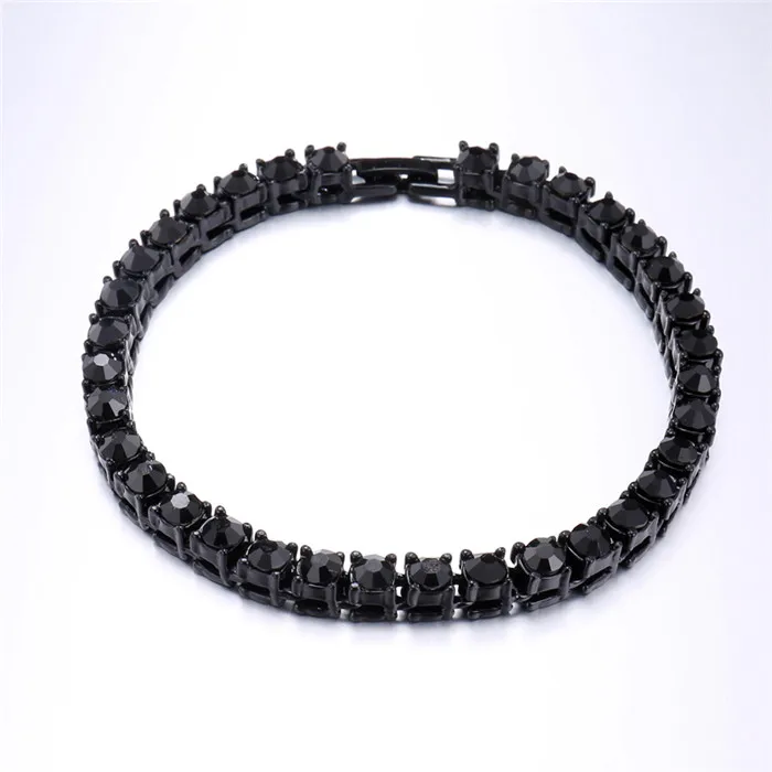 1 ряд 6 цветов CZ Bling Iced Out Стразы браслет из Кубического циркония теннисные цепи браслеты для женщин мужчин ювелирные изделия звенья цепи золото - Окраска металла: Black