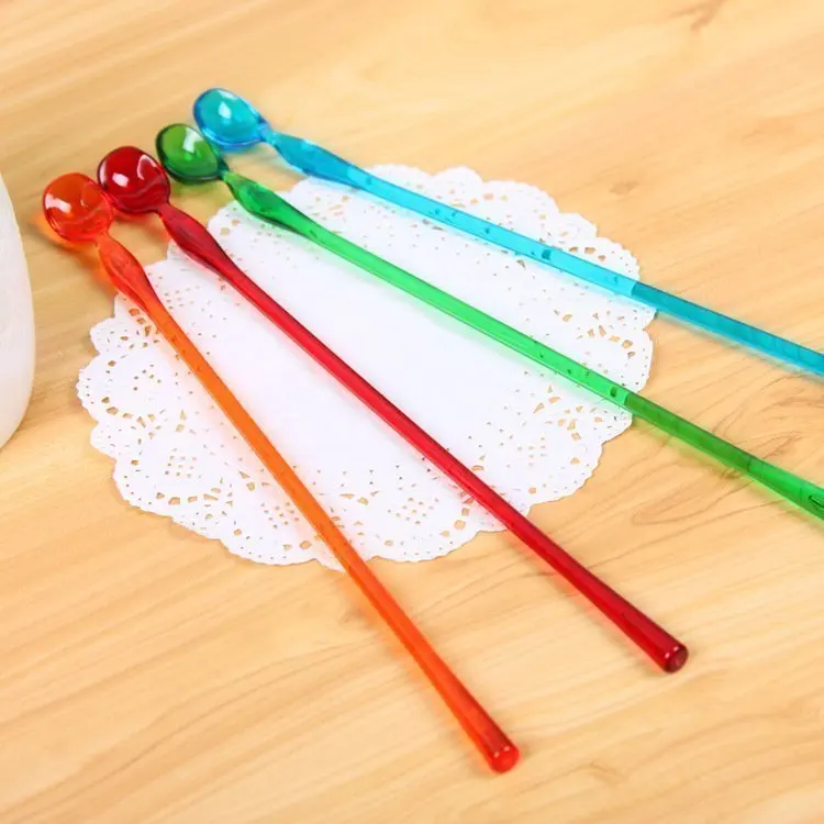 12pcs Plastic Spoons Creative Teaspoon Coffee Spoons Long Handled