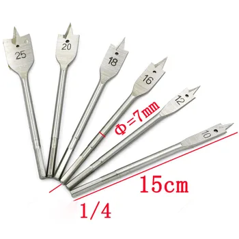

6pcs/set 25mm Flat Drill Long High-carbon Steel Wood Flat Drill Set Woodworking Spade Drill Bits Durable Woodworking Tool Sets
