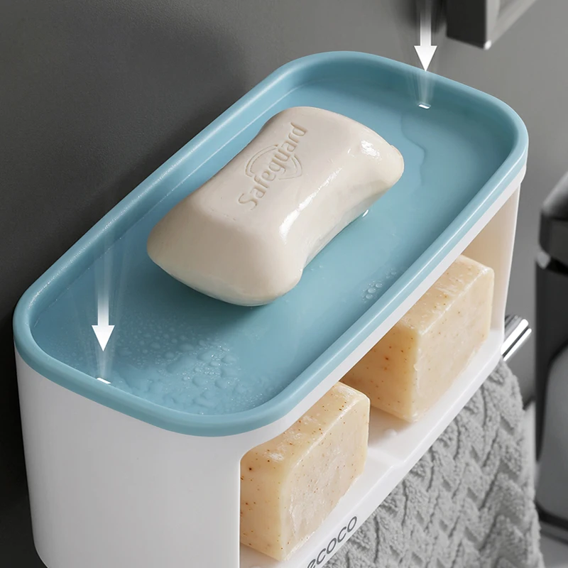 Online Doppel Schicht Seife Halter Handtuch Bar Papier Halter Lagerung Plattform Kunststoff Seife Box Großen Container 2019 Neue Bad Seife Dish
