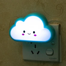 Cartoon Cloud Design LED Night Lights Baby/Kids/Children Bedside Lamp with AC110V 220V Plug Bedroom Mini Light Pink/Blue/Yellow