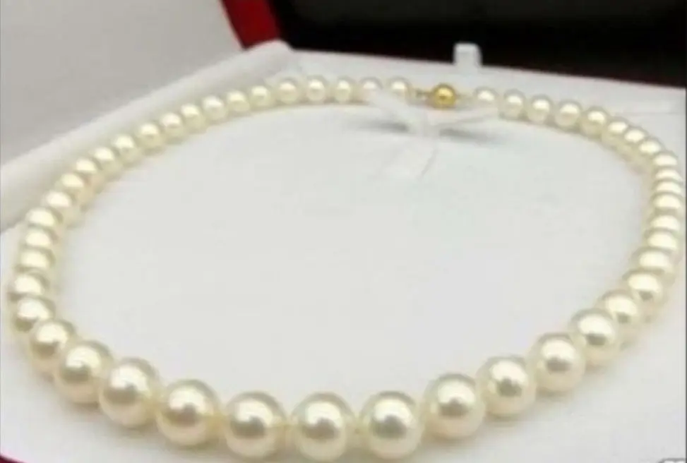 

FREE SHIPPING ******14KGP GENUINE 100% AAA 9-10MM WHITE AKOYA PEARL NECKLACE 17