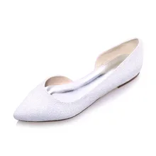 Elegante 3D glitter spitz weiß elfenbein D’orsay wohnungen frau Casual hochzeit brautschuhe party prom slip auf leere seite flache