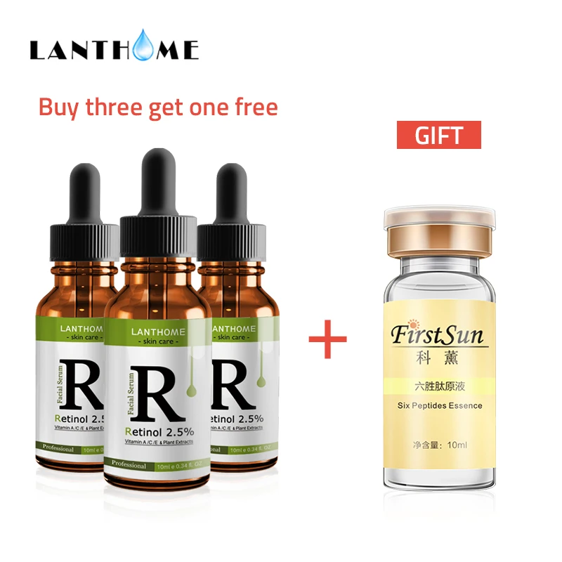 Retinol 2.5% Vitamin C / A Facial Anti Wrinkle Serum Remove Dark Spots Aging Essence + Collagen Six Peptides Face | Красота и