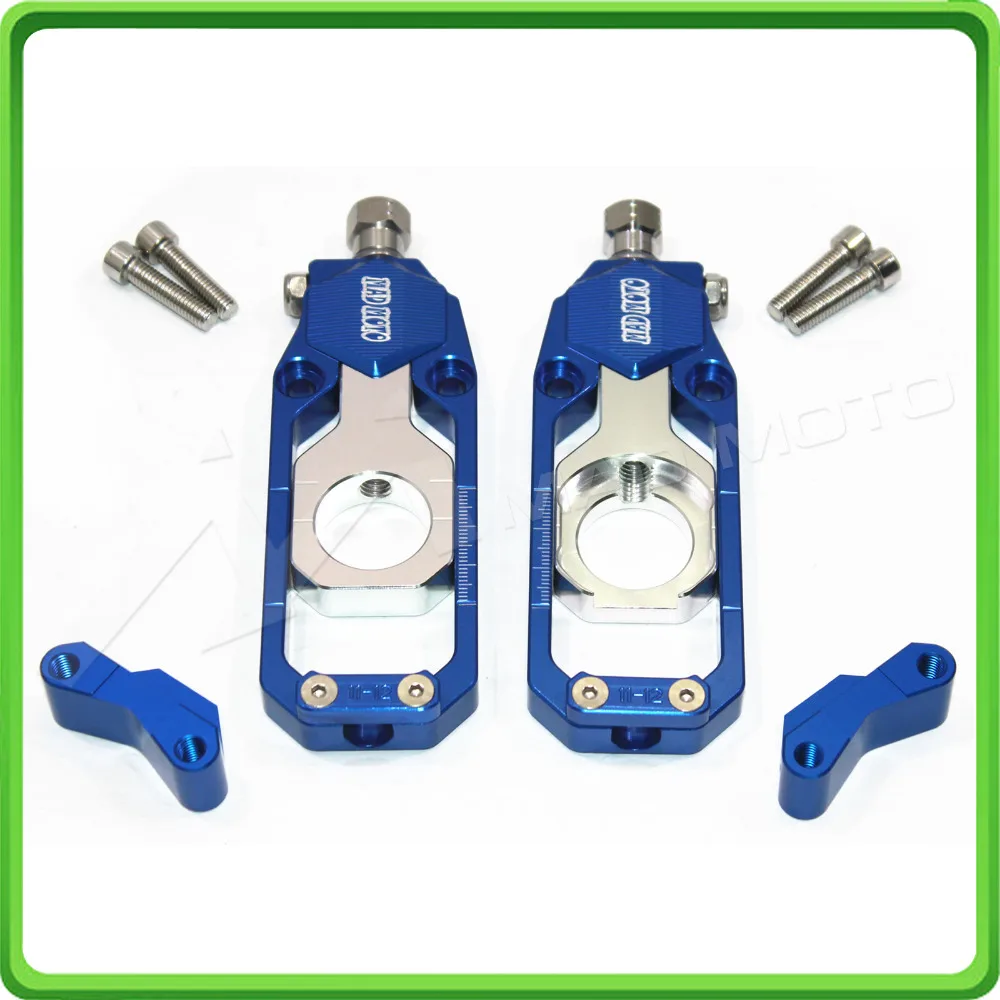 Motorcycle Chain Tensioner Adjuster fit for KAWASAKI Ninja ZX6R ZX-6R 2005 2006 2007 2008 2009 2010 2011 2012 Blue & Silver (11)