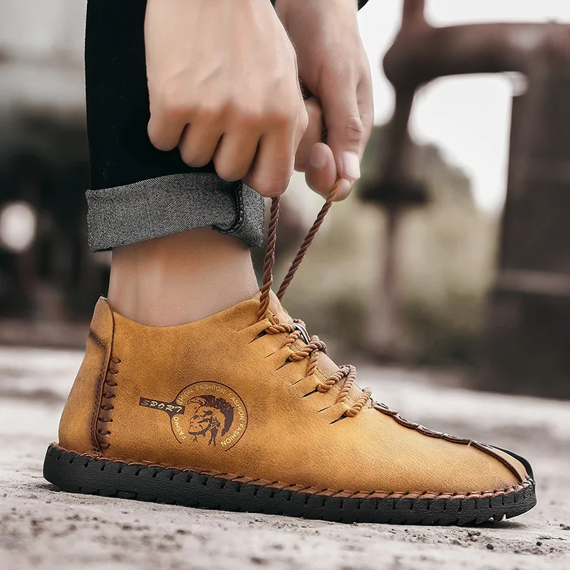 

Luxury Brand Fashion Men's Winter Snow Boots Ankle Thick Short Plush Warm Lace Up Leather Causal Boots Shoes Men Big Size