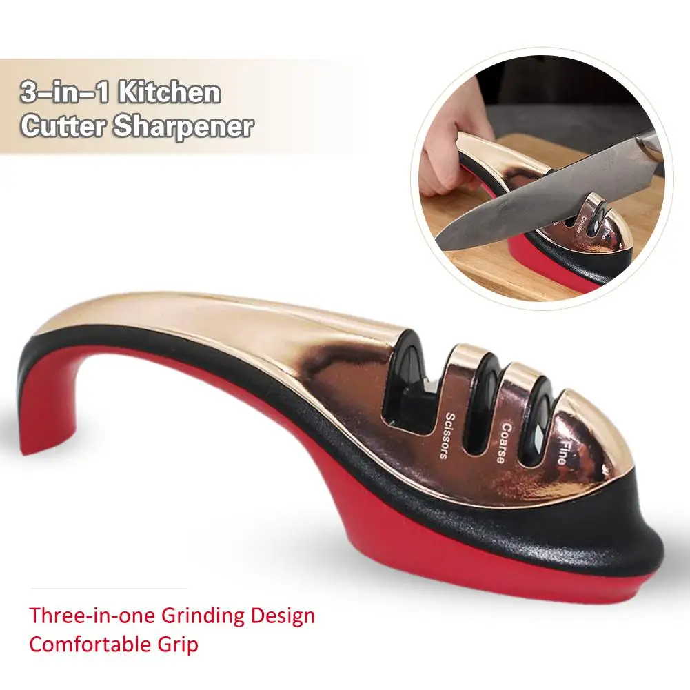 

3-in-1 Kitchen Cutter Sharpener Multi - Purpose Grinding Scissors Sharpener Sharpening Stone Kitchen Gadget