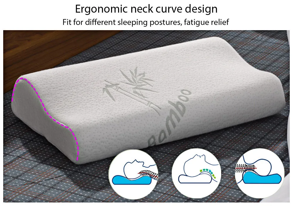 HOT Original Bamboo Fiber Pillow Slow Rebound Health Care Memory Foam Pillow Memory Foam Pillow Support The Neck Fatigue Relief6