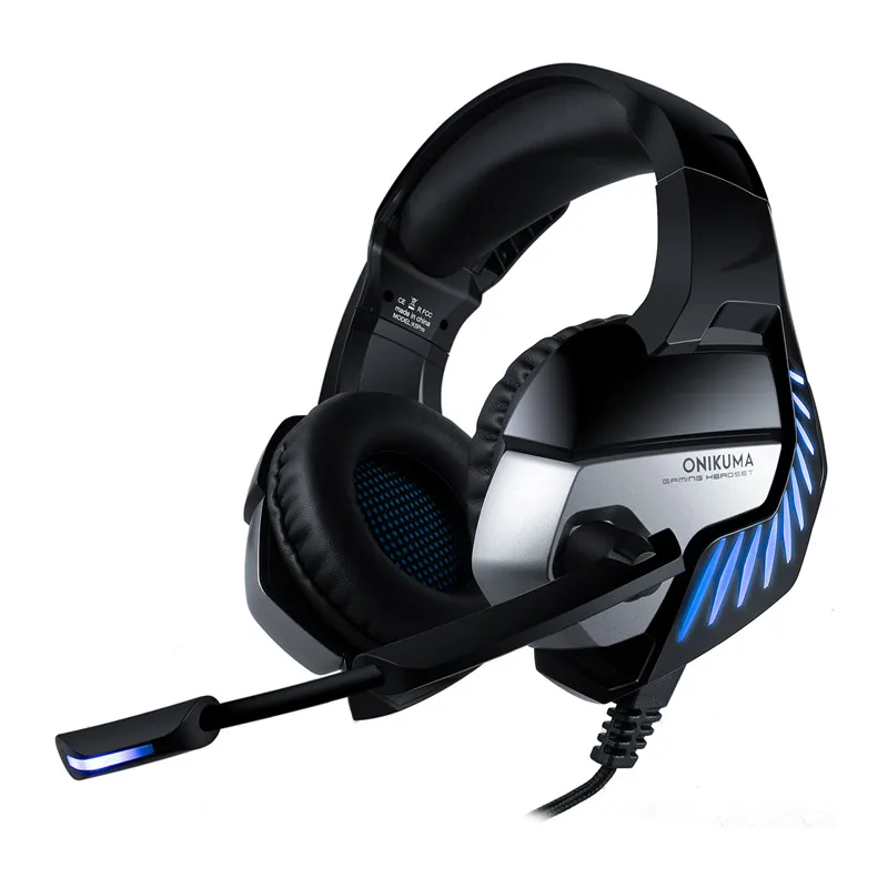 LEORY K5 Pro Gaming noise-concellng Наушники Hi-Fi Сабвуфер гарнитура 7,1 Virtual стерео наушники с микрофоном для PS4 PC One - Цвет: Black Blue